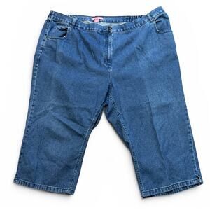 Woman Within Denim Capri Jeans Plus Size 26W Side Elastic Waist 100 Cotton